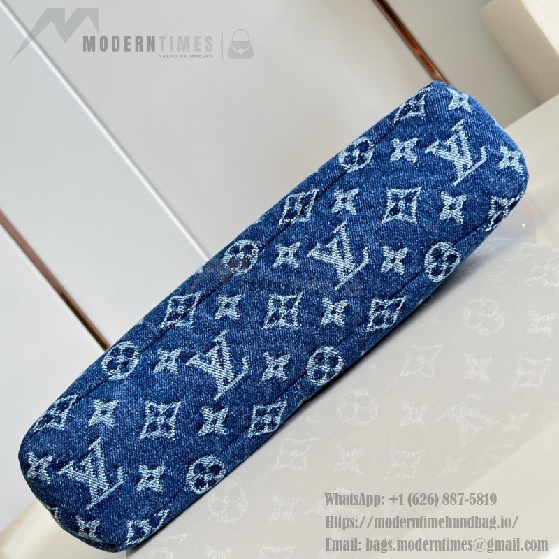Louis Vuitton Pochette Voyage Souple M27559 Monogram floral embroidered denim clutch bag