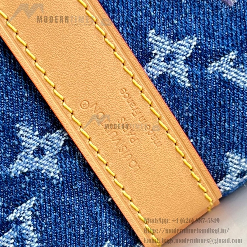 Louis Vuitton Keepall Bandoulière 50 M27781 Monogram denim floral embroidered travel bag