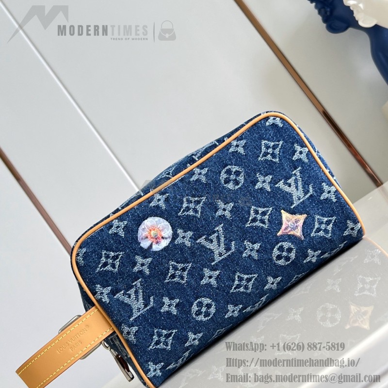 Louis Vuitton Locker Dopp Kit M28363 Monogram denim floral embroidered toiletry bag