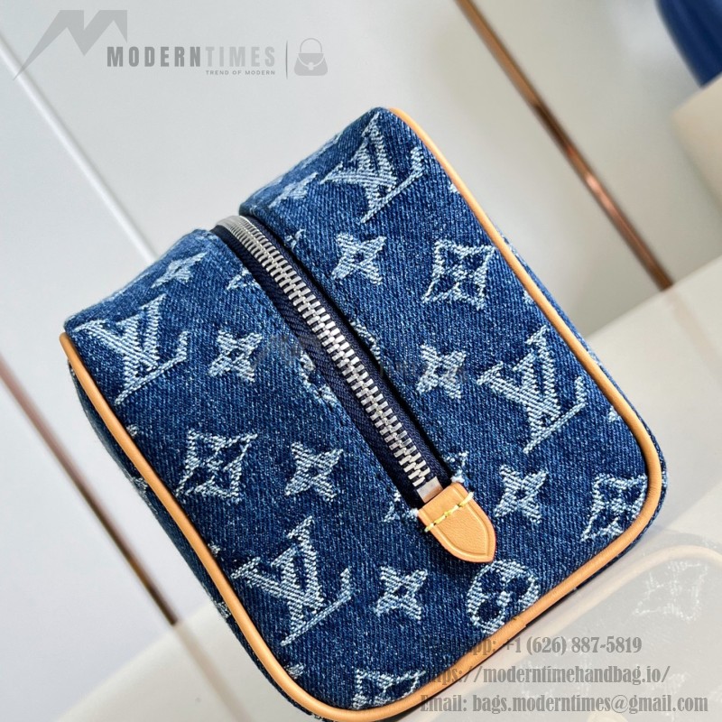 Louis Vuitton Locker Dopp Kit M28363 Monogram denim floral embroidered toiletry bag
