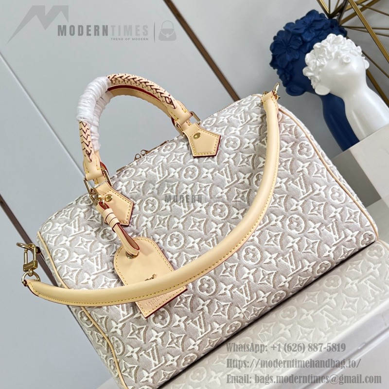 Louis Vuitton Speedy Soft 30 M28479 Monogram Emblème jacquard canvas handbag with braided handles