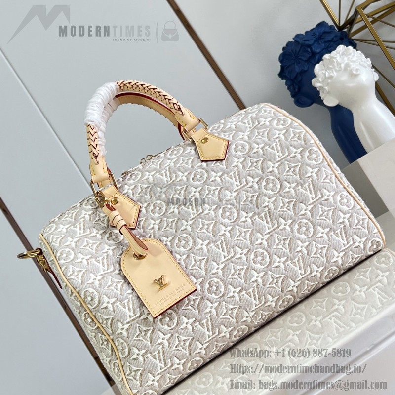 Louis Vuitton Speedy Soft 30 M28479 Monogram Emblème jacquard canvas handbag with braided handles