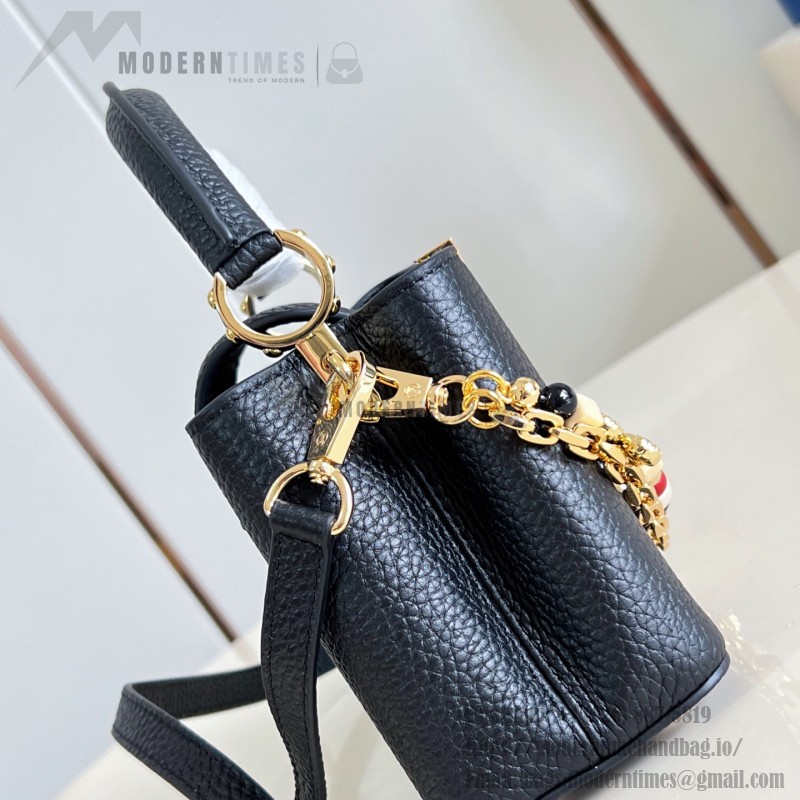 Louis Vuitton Capucines East West Mini M29443 Sunbeam Taurillon leather handbag with beaded chain