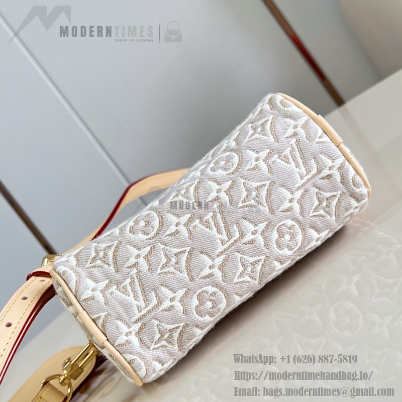  Louis Vuitton Nano Speedy M28502 Monogram Emblème jacquard canvas mini handbag with cowhide leather trim