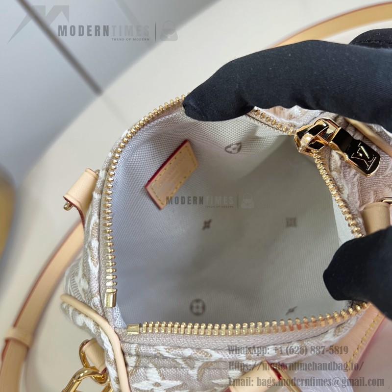  Louis Vuitton Nano Speedy M28502 Monogram Emblème jacquard canvas mini handbag with cowhide leather trim