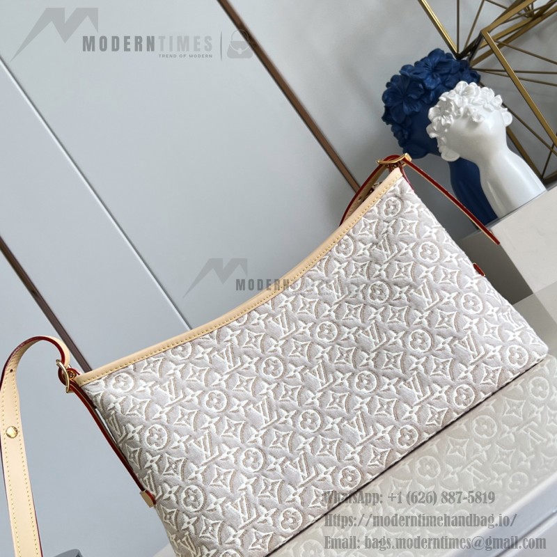 Louis Vuitton-style CarryAll East-West M2A136 Monogram Emblème jacquard canvas handbag with cowhide leather trim