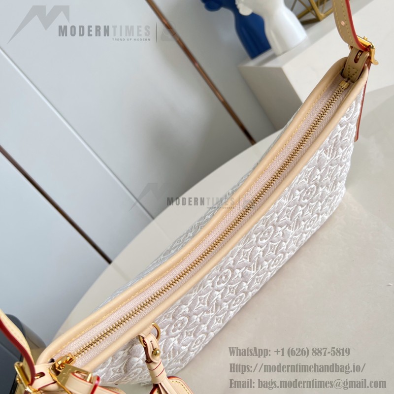 Louis Vuitton-style CarryAll East-West M2A136 Monogram Emblème jacquard canvas handbag with cowhide leather trim