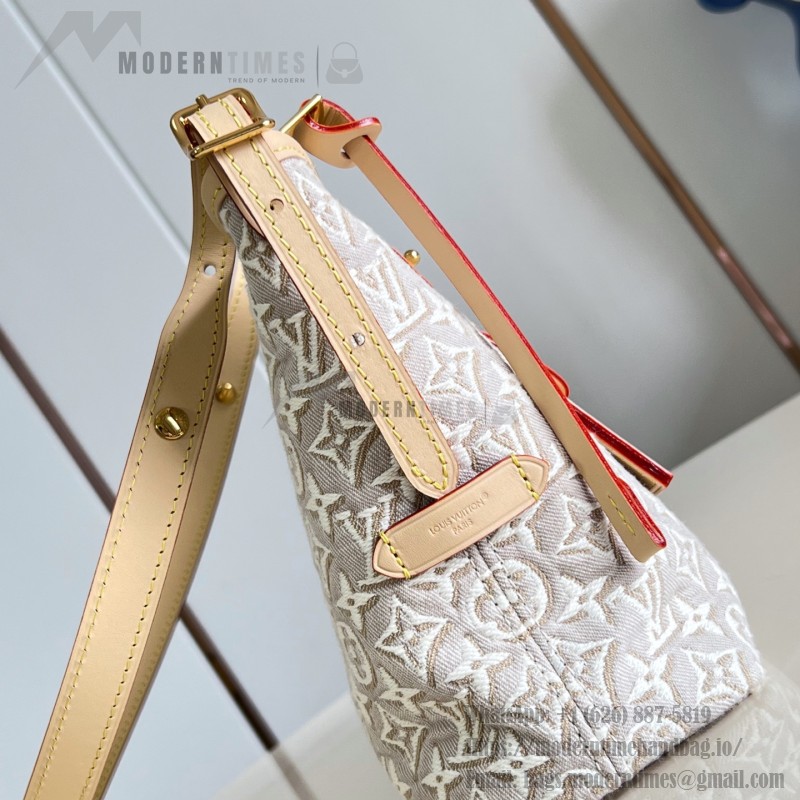 Louis Vuitton-style CarryAll East-West M2A136 Monogram Emblème jacquard canvas handbag with cowhide leather trim