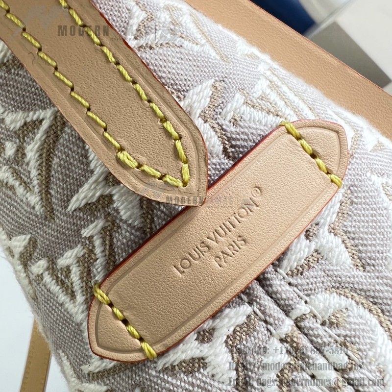Louis Vuitton-style CarryAll East-West M2A136 Monogram Emblème jacquard canvas handbag with cowhide leather trim