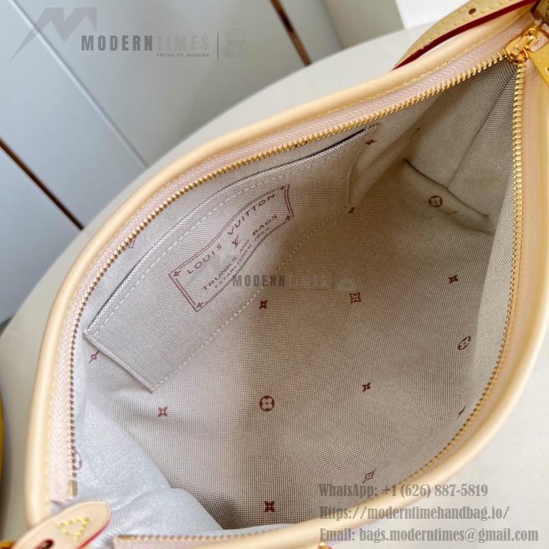 Louis Vuitton-style CarryAll East-West M2A136 Monogram Emblème jacquard canvas handbag with cowhide leather trim