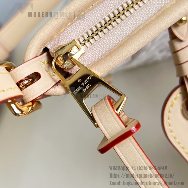 Louis Vuitton-style CarryAll East-West M2A136 Monogram Emblème jacquard canvas handbag with cowhide leather trim