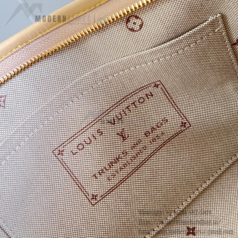 Louis Vuitton-style CarryAll East-West M2A136 Monogram Emblème jacquard canvas handbag with cowhide leather trim