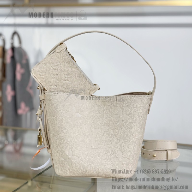 Louis Vuitton All In BB M2A356 white premium handbag with steel hardware 18cm