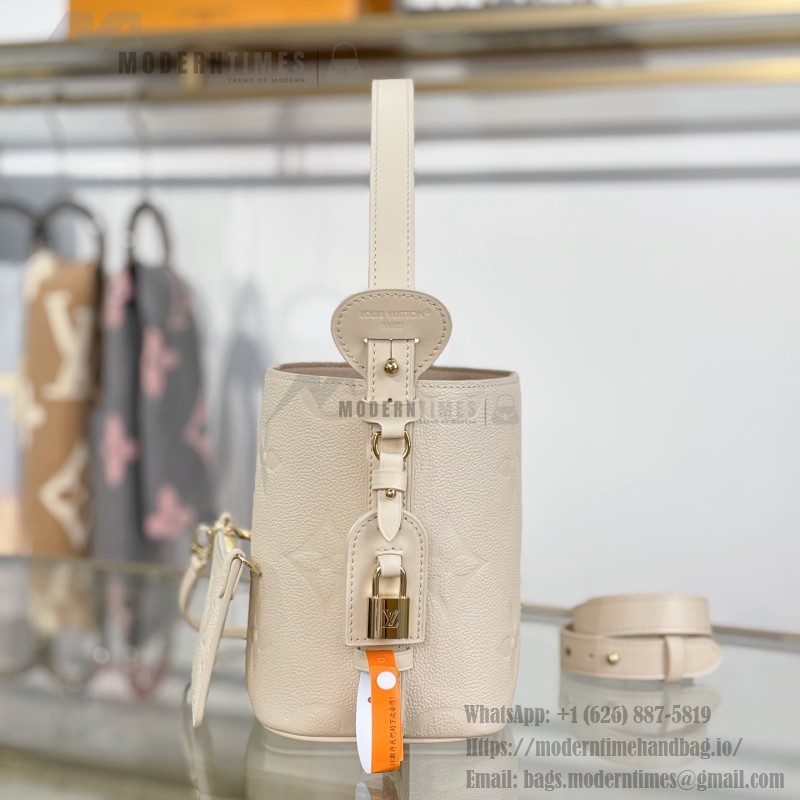 Louis Vuitton All In BB M2A356 white premium handbag with steel hardware 18cm