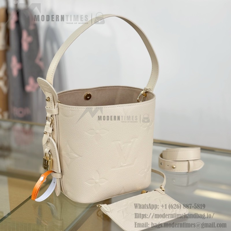 Louis Vuitton All In BB M2A356 white premium handbag with steel hardware 18cm