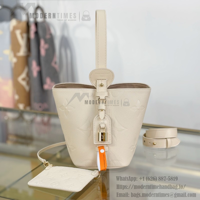 Louis Vuitton All In BB M2A356 white premium handbag with steel hardware 18cm