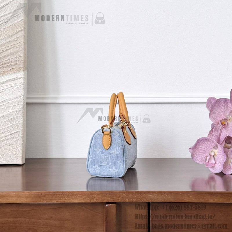 Louis Vuitton Nano Speedy M11212 denim mini handbag 16cm