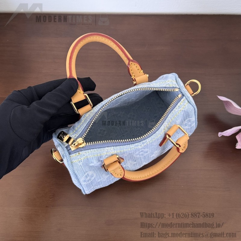 Louis Vuitton Nano Speedy M11212 denim mini handbag 16cm
