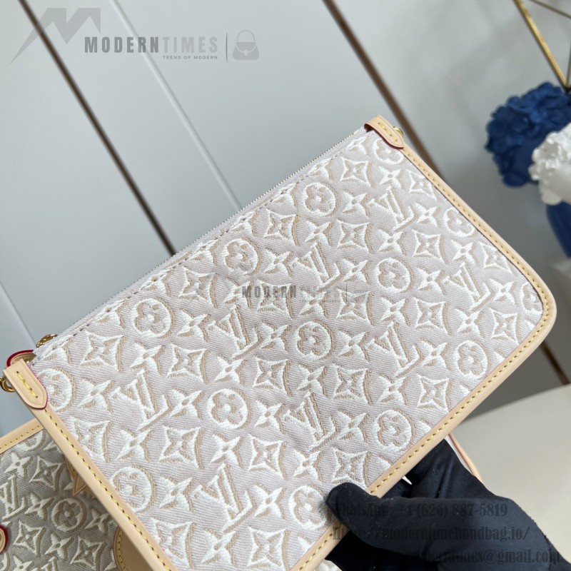  Louis Vuitton Neverfull MM M2A381 Monogram Emblème jacquard canvas tote bag with cowhide leather trim