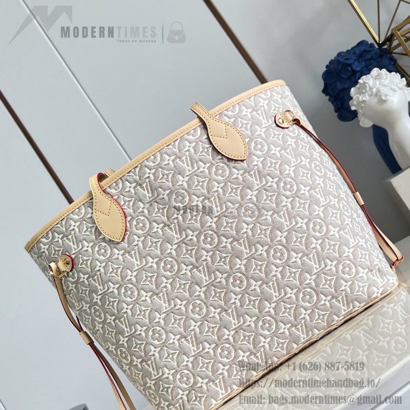  Louis Vuitton Neverfull MM M2A381 Monogram Emblème jacquard canvas tote bag with cowhide leather trim
