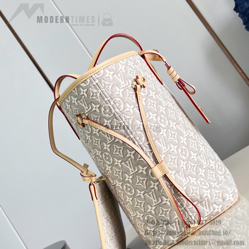  Louis Vuitton Neverfull MM M2A381 Monogram Emblème jacquard canvas tote bag with cowhide leather trim