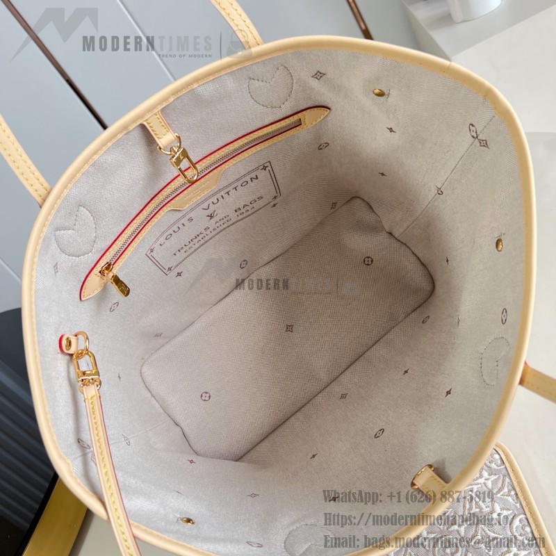  Louis Vuitton Neverfull MM M2A381 Monogram Emblème jacquard canvas tote bag with cowhide leather trim