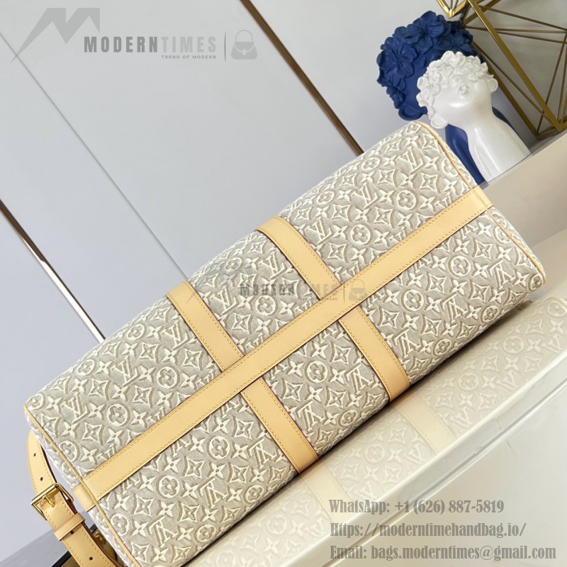 Louis Vuitton Keepall Bandoulière 45 M29670 Monogram Emblème linen cotton canvas travel bag