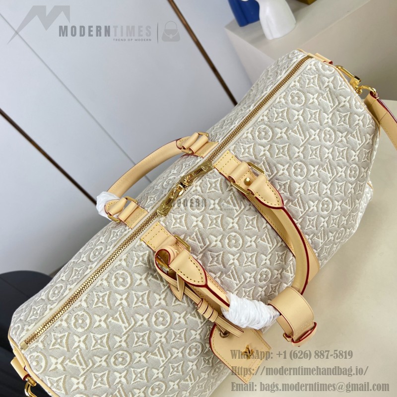 Louis Vuitton Keepall Bandoulière 45 M29670 Monogram Emblème linen cotton canvas travel bag