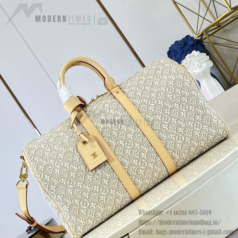 Louis Vuitton Keepall Bandoulière 45 M29670 Monogram Emblème linen cotton canvas travel bag