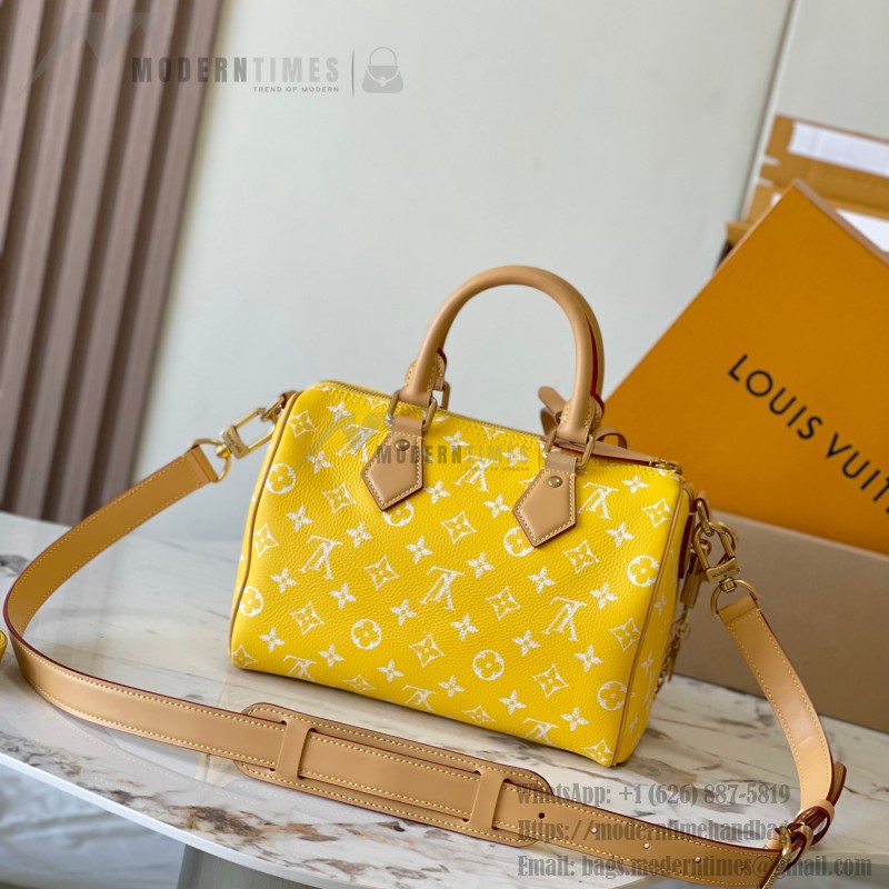Louis Vuitton Bandoulière 25 M24426 yellow cowhide leather handbag from Pharrell Williams 2024 Fall Winter collection