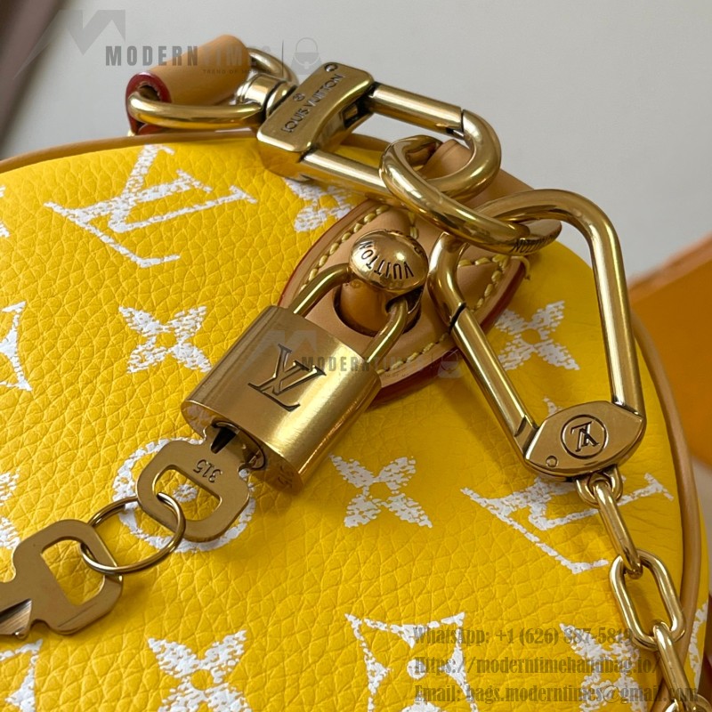 Louis Vuitton Bandoulière 25 M24426 yellow cowhide leather handbag from Pharrell Williams 2024 Fall Winter collection