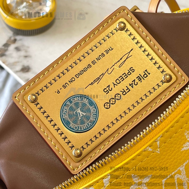 Louis Vuitton Bandoulière 25 M24426 yellow cowhide leather handbag from Pharrell Williams 2024 Fall Winter collection