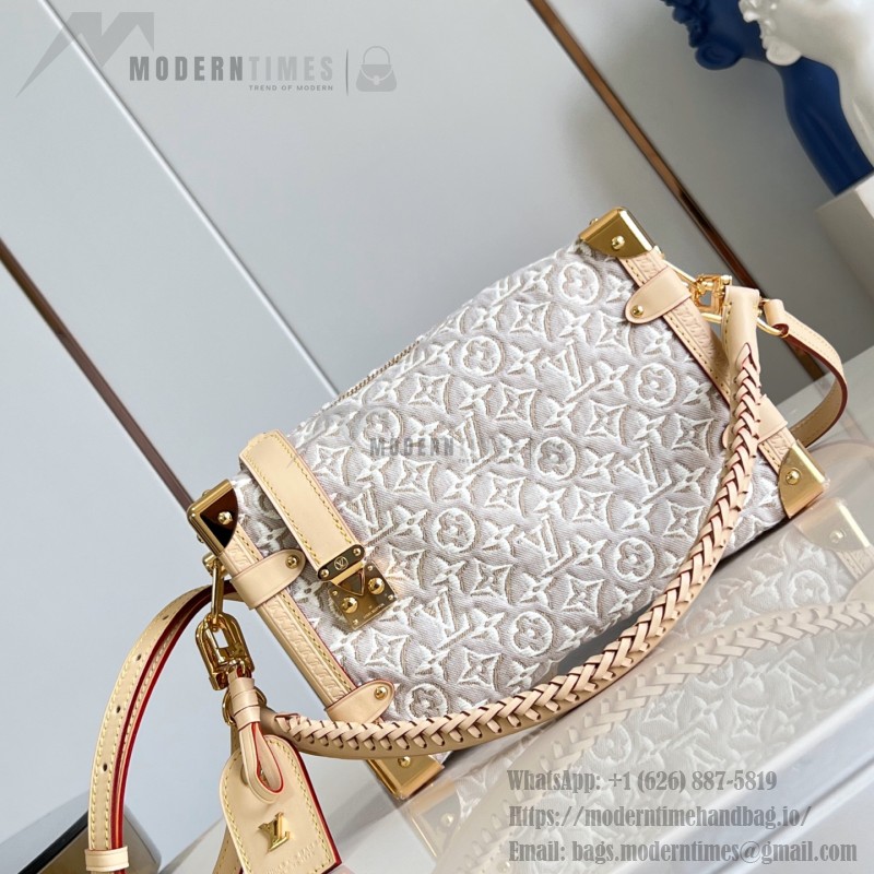  Louis Vuitton Side Trunk MM M2A145 Monogram Emblème jacquard canvas handbag with VVN trim and braided handle