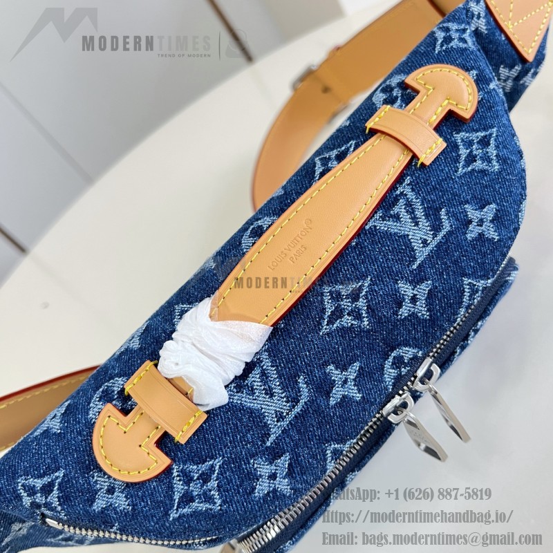Louis Vuitton Rush M27640 Monogram floral denim belt bag with embroidered details and adjustable strap
