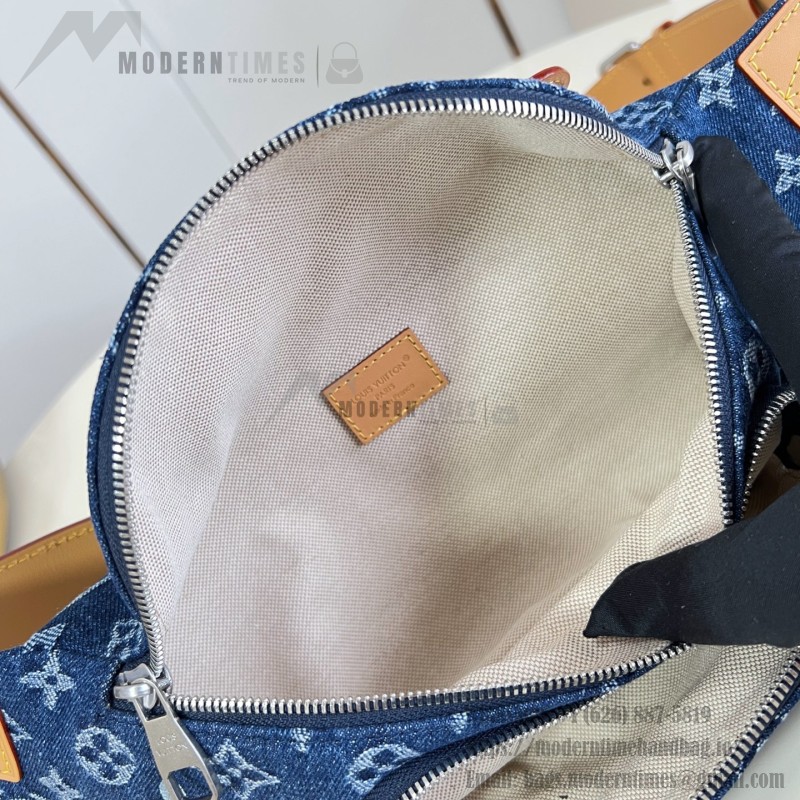 Louis Vuitton Rush M27640 Monogram floral denim belt bag with embroidered details and adjustable strap