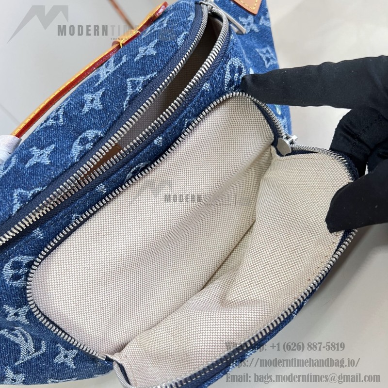 Louis Vuitton Rush M27640 Monogram floral denim belt bag with embroidered details and adjustable strap