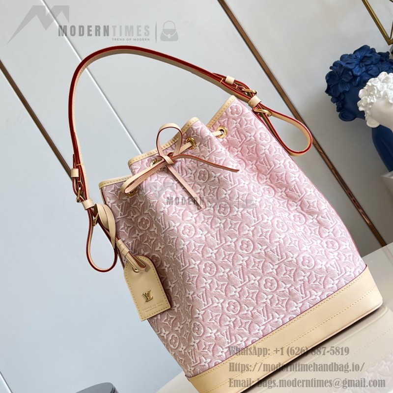 Louis Vuitton Noé M28714 Monogram Emblème jacquard shoulder bag with contrasting leather trim
