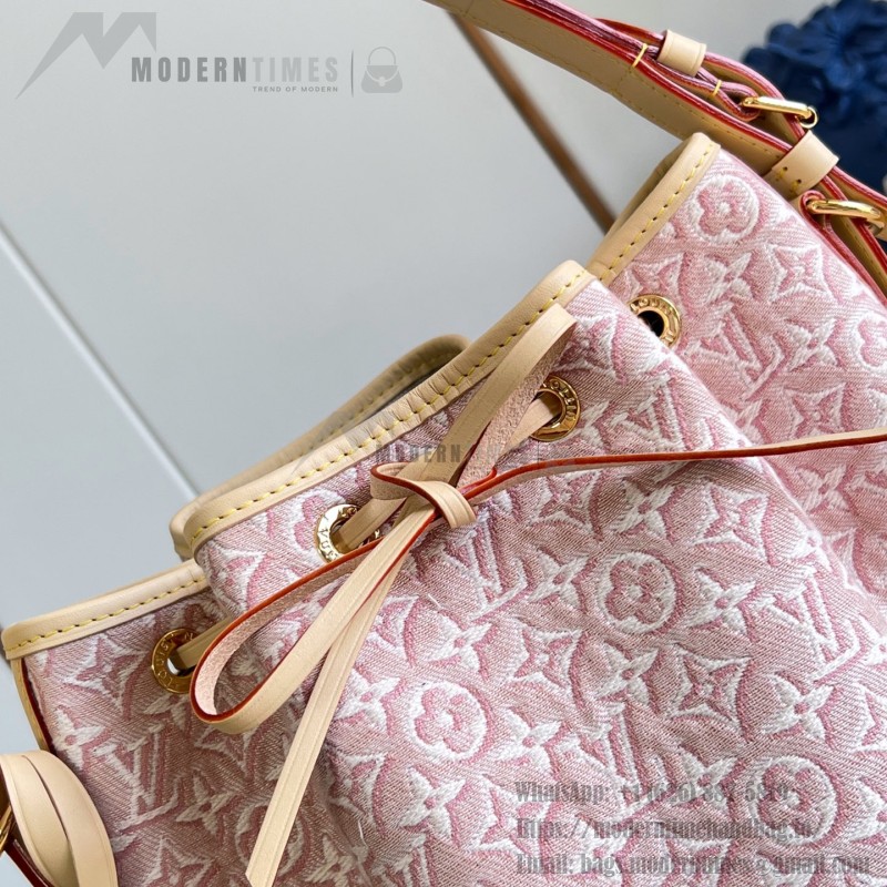 Louis Vuitton Noé M28714 Monogram Emblème jacquard shoulder bag with contrasting leather trim