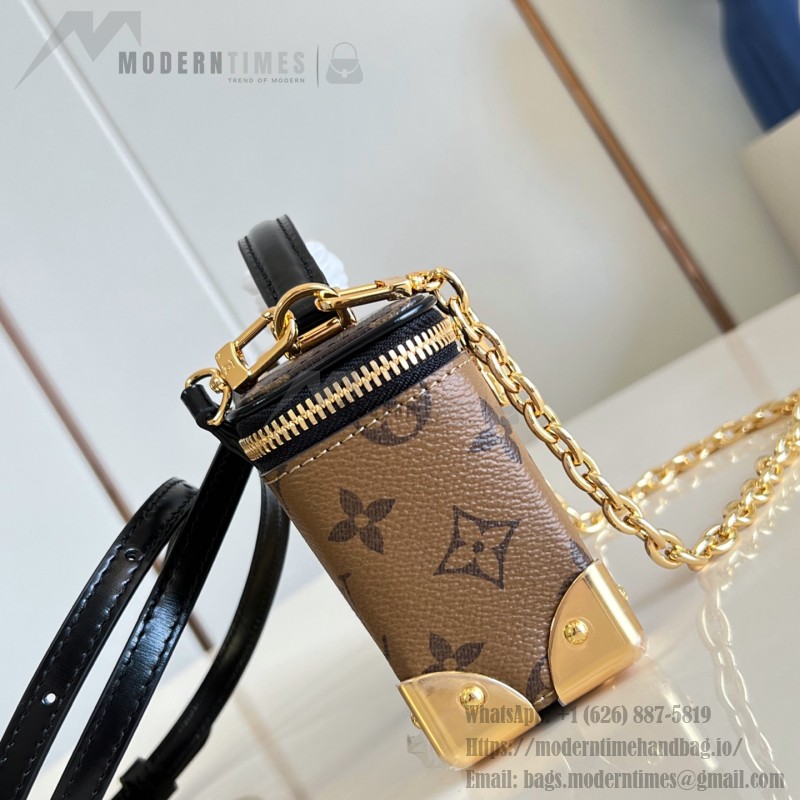 Louis Vuitton Vanity Pouch M29548 in Monogram and Monogram Reverse canvas with metal corners and removable chain