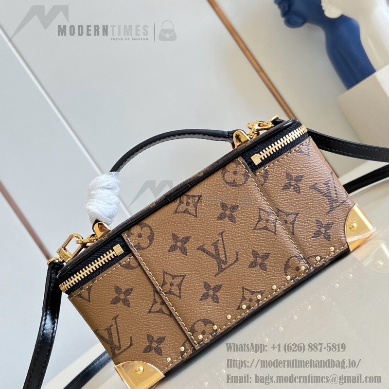 Louis Vuitton Vanity Pouch M29548 in Monogram and Monogram Reverse canvas with metal corners and removable chain
