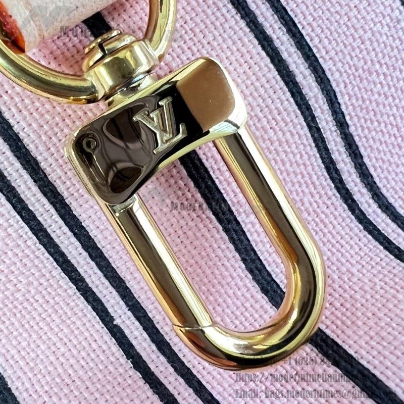 Louis Vuitton Neverfull MM M40366 Damier Ebene replica tote bag with leather trim and steel-tone hardware