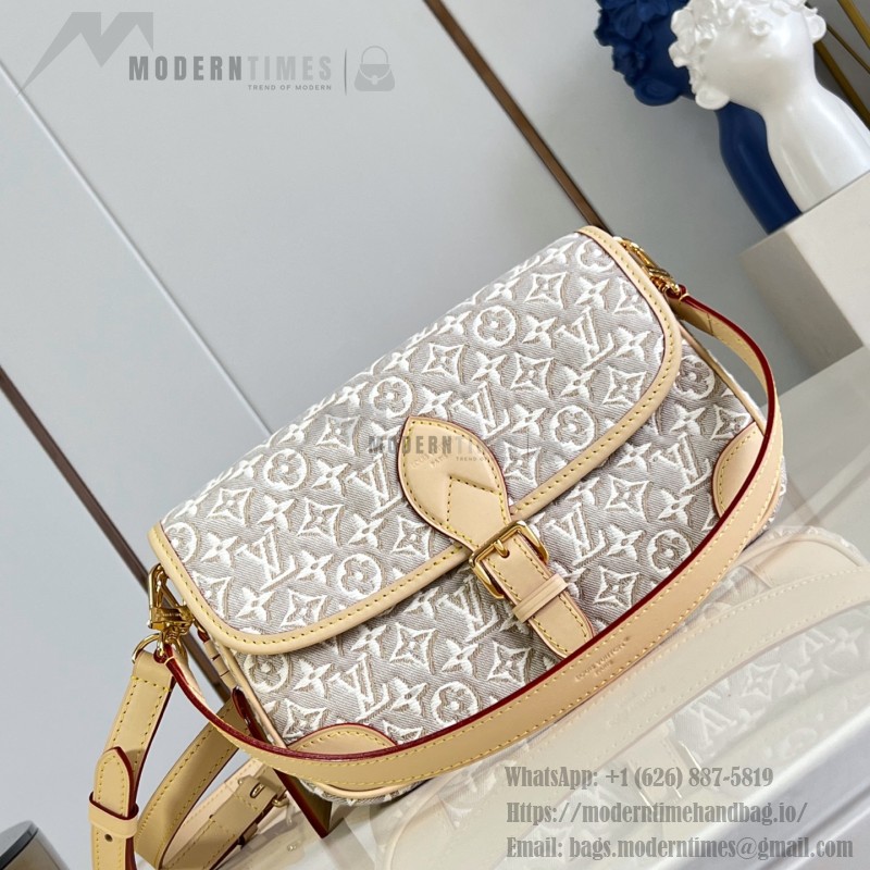 Louis Vuitton Diane M29795 Monogram Emblème jacquard replica shoulder bag with leather trim and adjustable strap