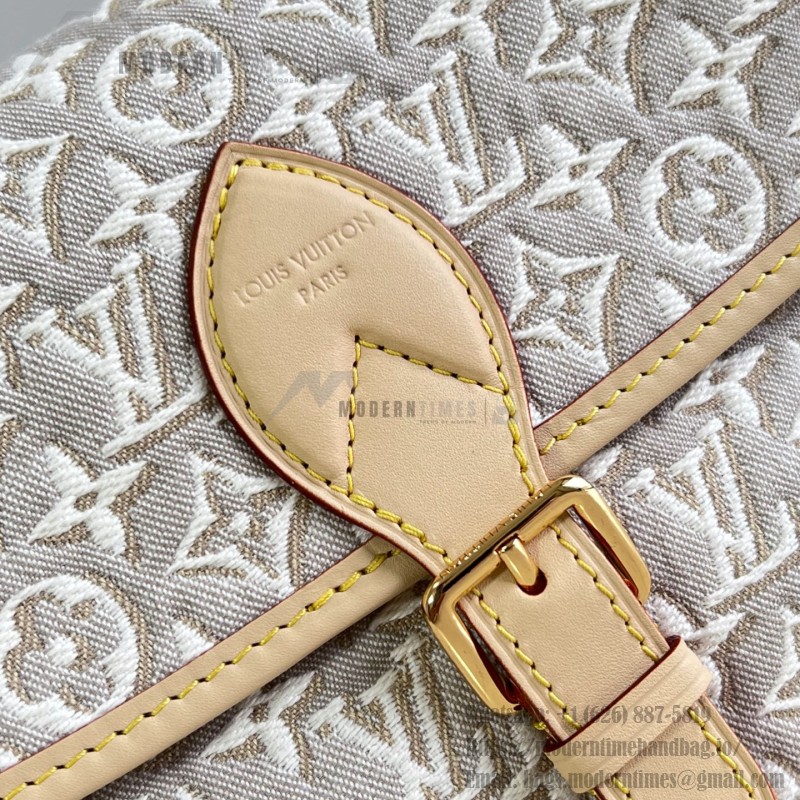 Louis Vuitton Diane M29795 Monogram Emblème jacquard replica shoulder bag with leather trim and adjustable strap