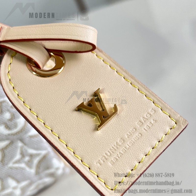 Louis Vuitton Diane M29795 Monogram Emblème jacquard replica shoulder bag with leather trim and adjustable strap