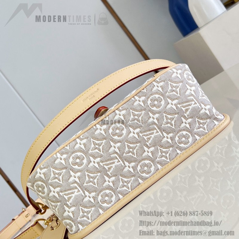 Louis Vuitton Diane M29795 Monogram Emblème jacquard replica shoulder bag with leather trim and adjustable strap