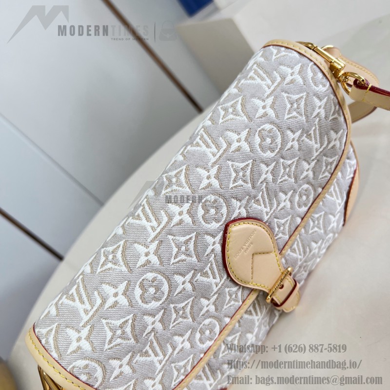 Louis Vuitton Diane M29795 Monogram Emblème jacquard replica shoulder bag with leather trim and adjustable strap