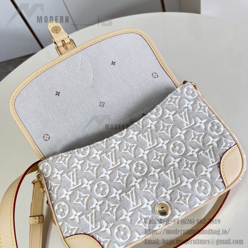 Louis Vuitton Diane M29795 Monogram Emblème jacquard replica shoulder bag with leather trim and adjustable strap