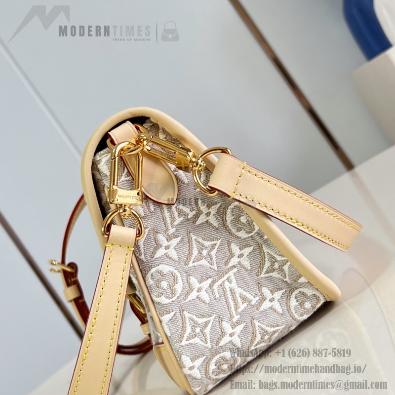 Louis Vuitton Diane M29795 Monogram Emblème jacquard replica shoulder bag with leather trim and adjustable strap