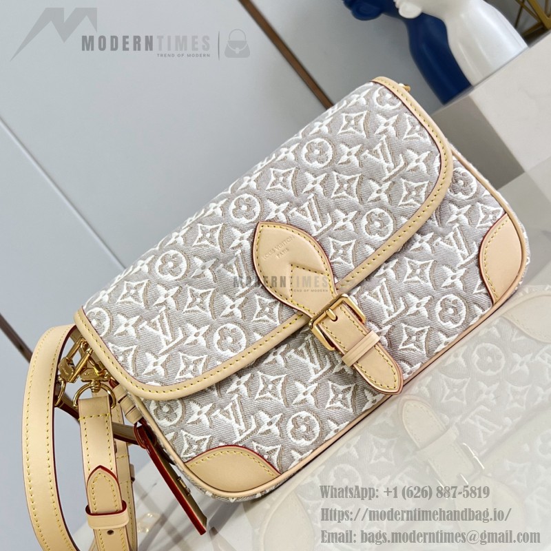 Louis Vuitton Diane M29795 Monogram Emblème jacquard replica shoulder bag with leather trim and adjustable strap