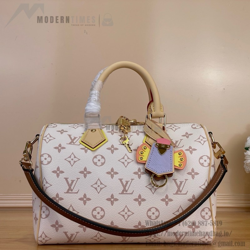 Louis Vuitton Speedy Bandoulière 25 M2A038 Monogram Dune bag with contrasting leather trim